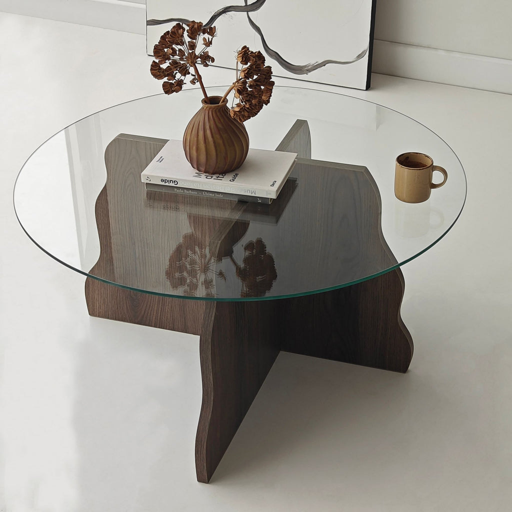 Tables Basses Butterfly - Noyer / Transparent