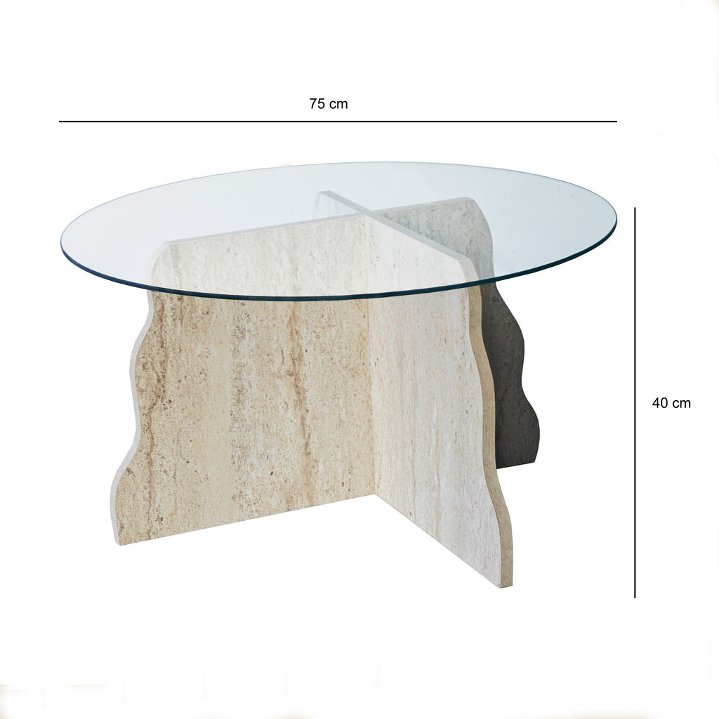 Tables Basses Butterfly - Travertin / Transparent