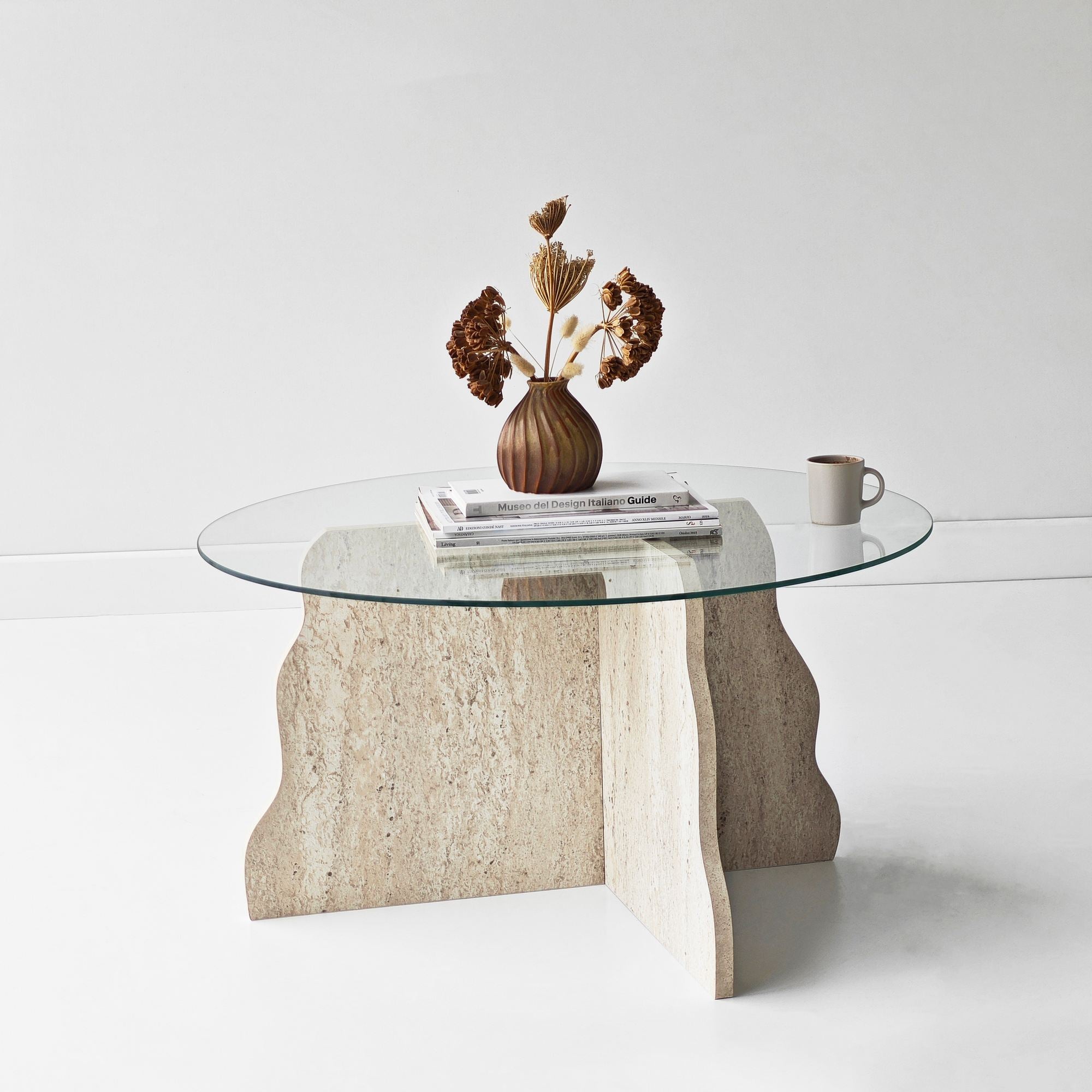Tables Basses Butterfly - Travertin / Transparent
