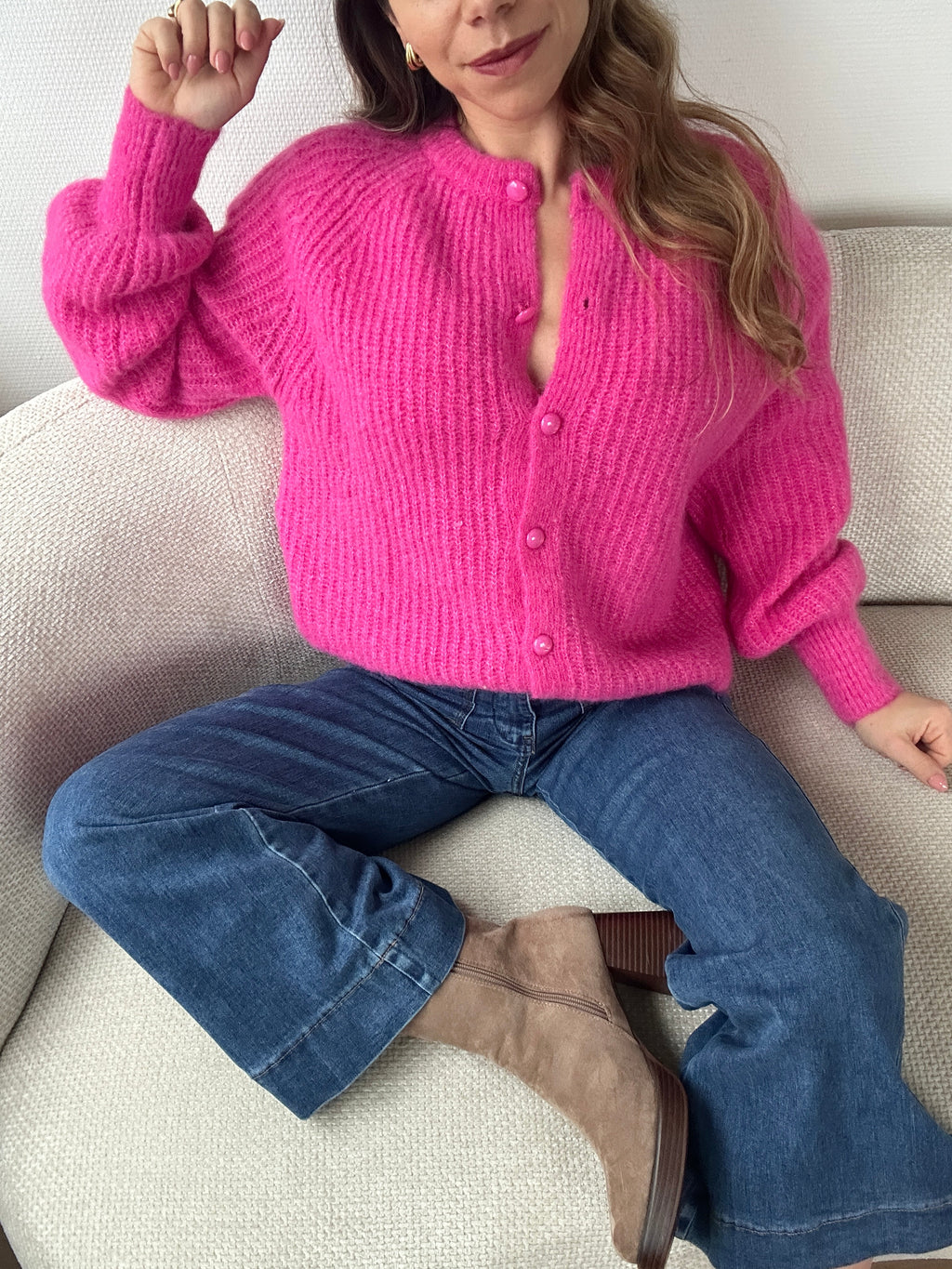 Irène fuchsia cardigan