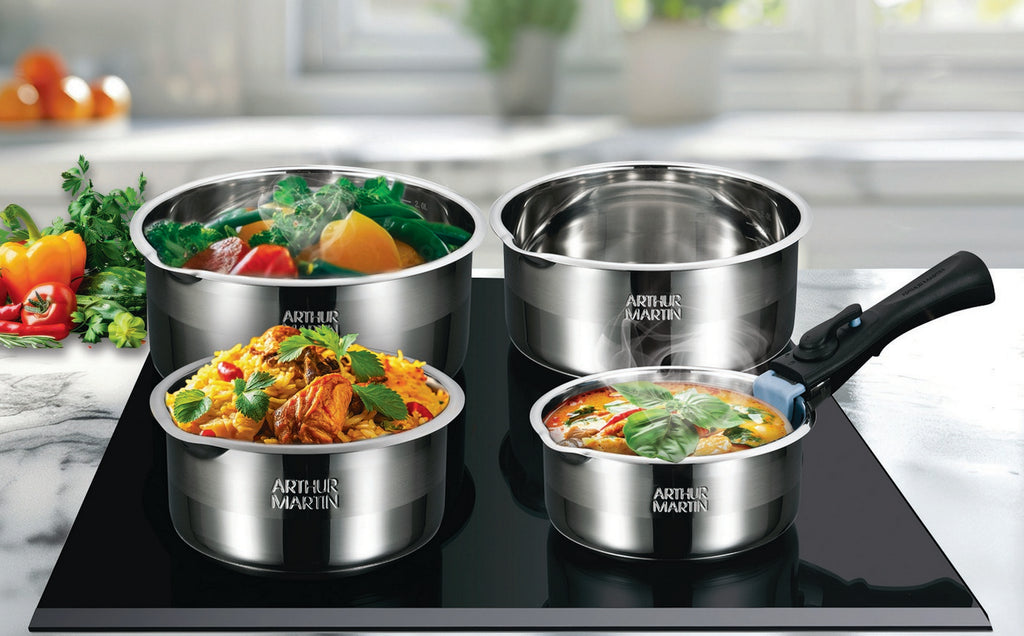 Set 4 Casseroles 14/16/18/20cm - Acier Inoxydable - Inox