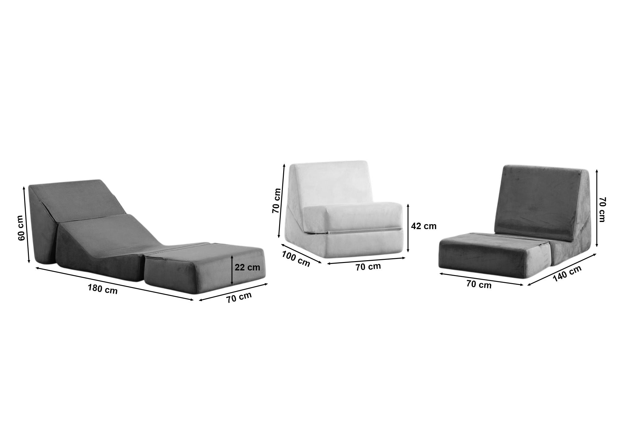 1-Seater Sofa Beds Origami Convertible - White