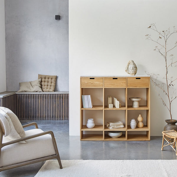 Miho - Librería baja - Roble - Blanco