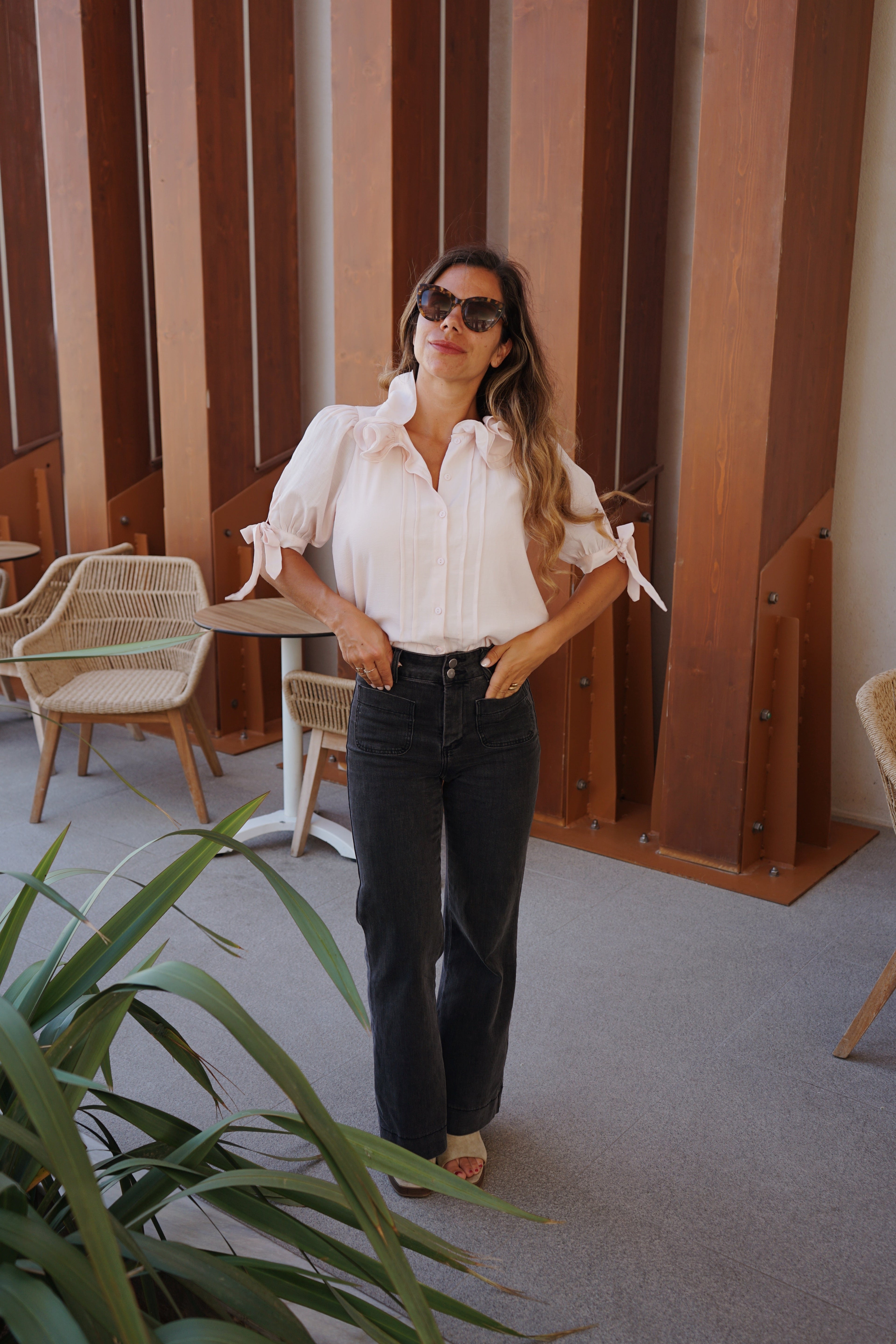 Blusa Mini Marrón Rosa Suave
