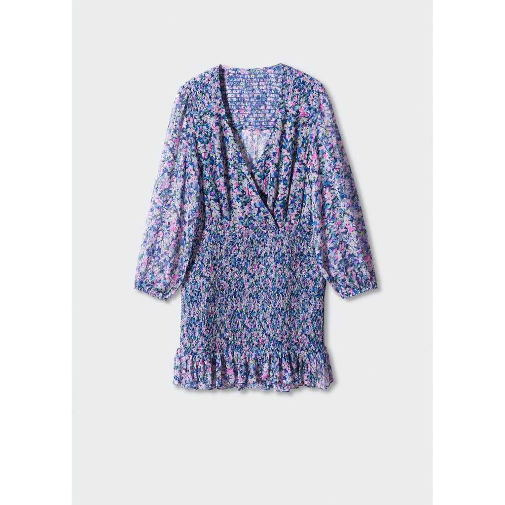 Ruched Hem Short Dress - Blue