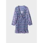 Ruched Hem Short Dress - Blue