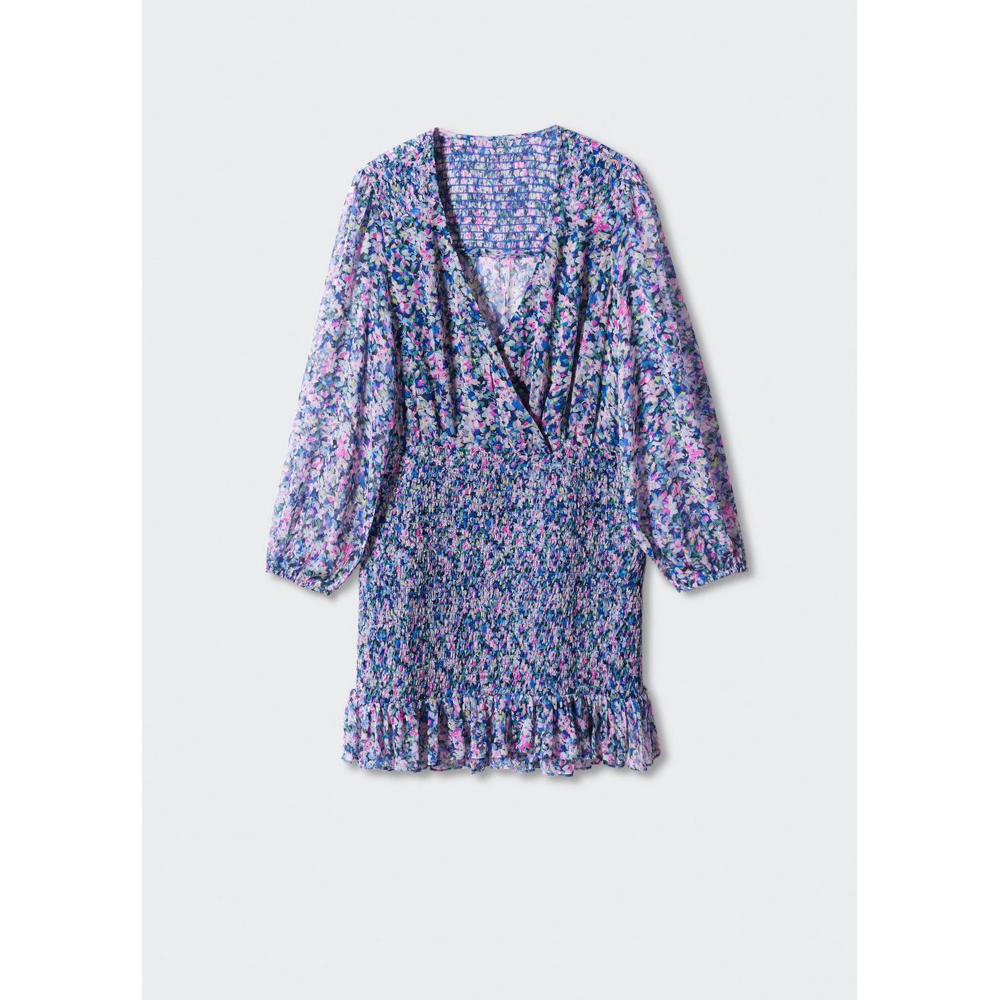 Ruched Hem Short Dress - Blue