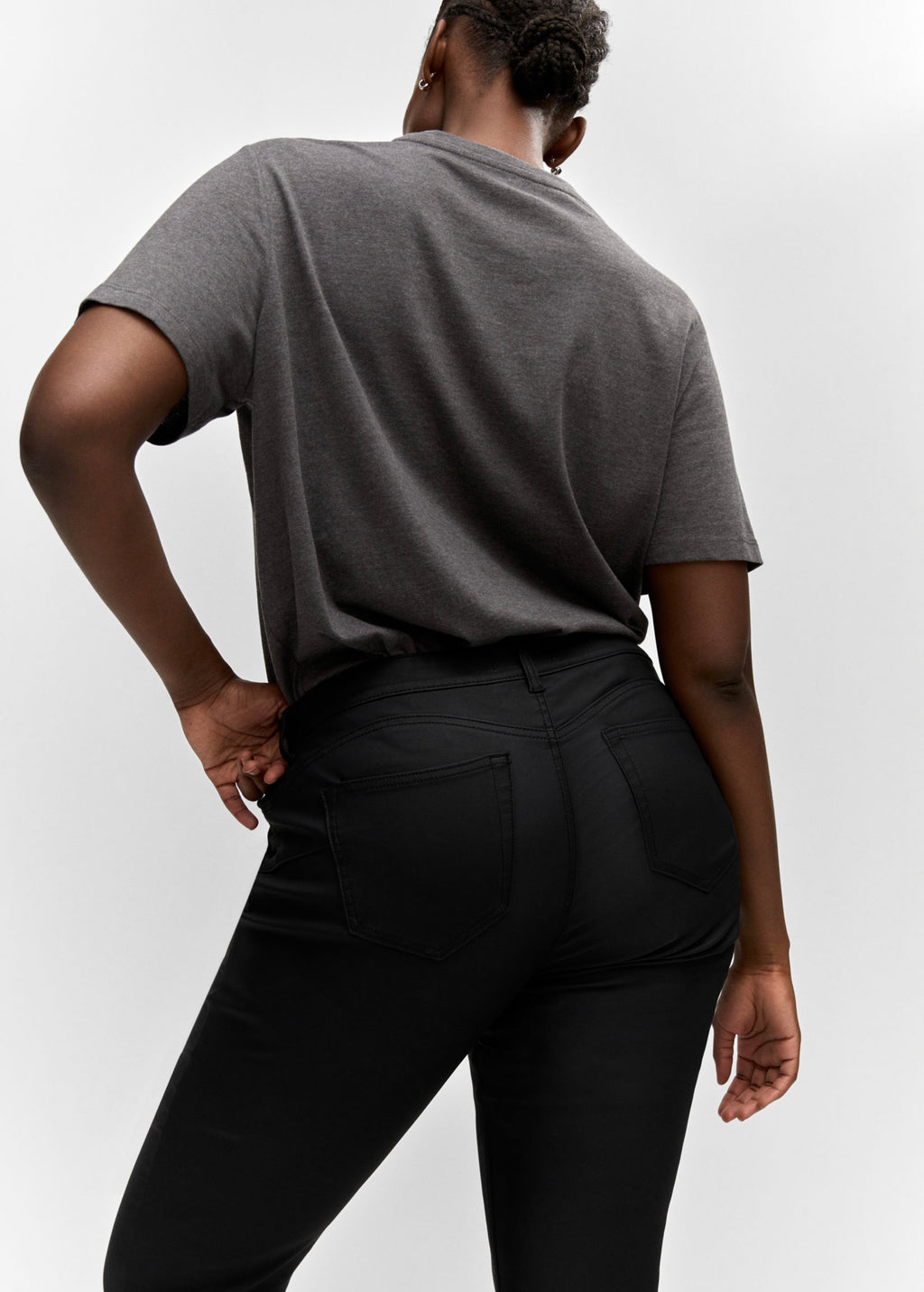 Coated Push-Up Skinny Jeans - Black