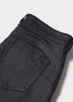 Coated Push-Up Skinny Jeans - Black