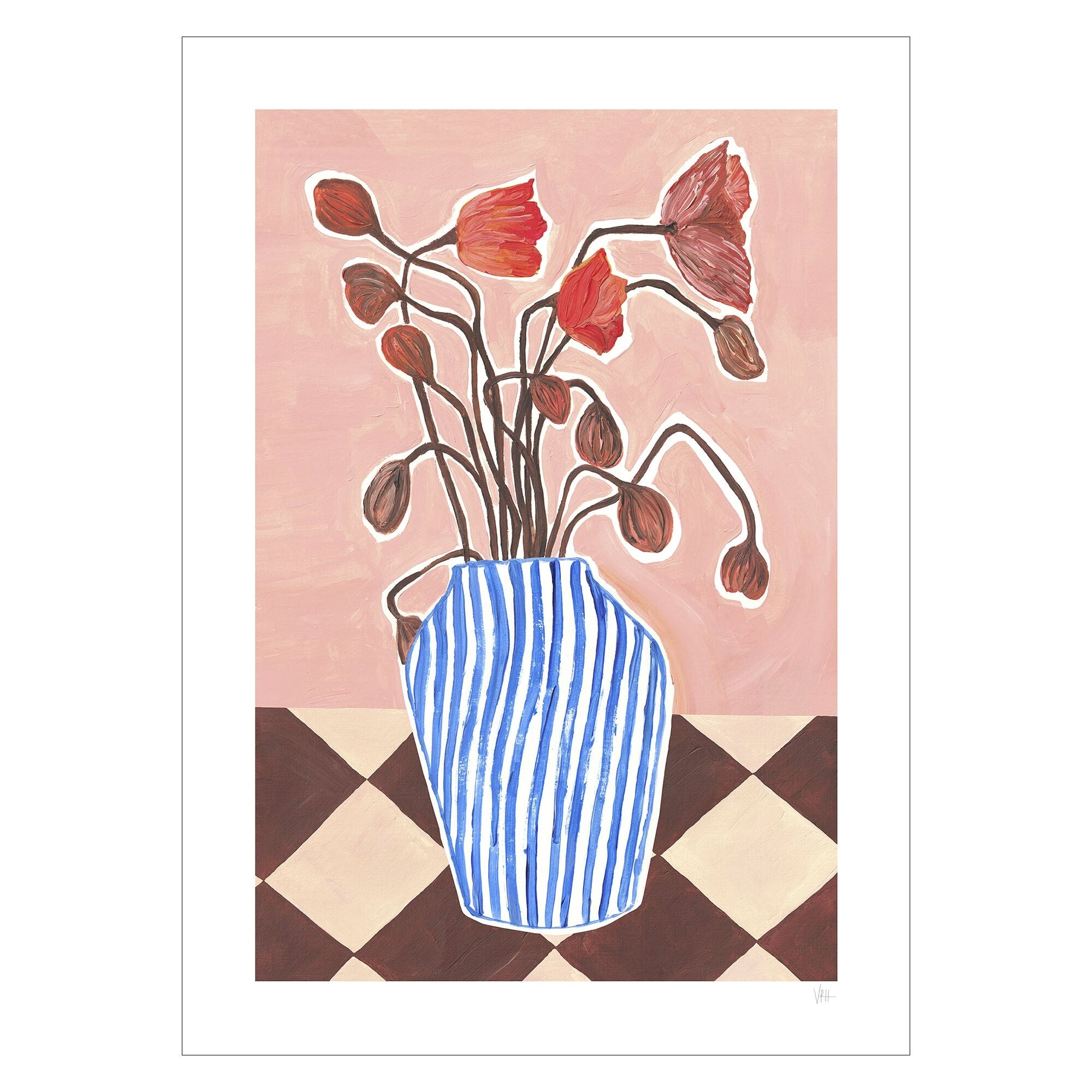 Violets Print House - Vase Of Poppies