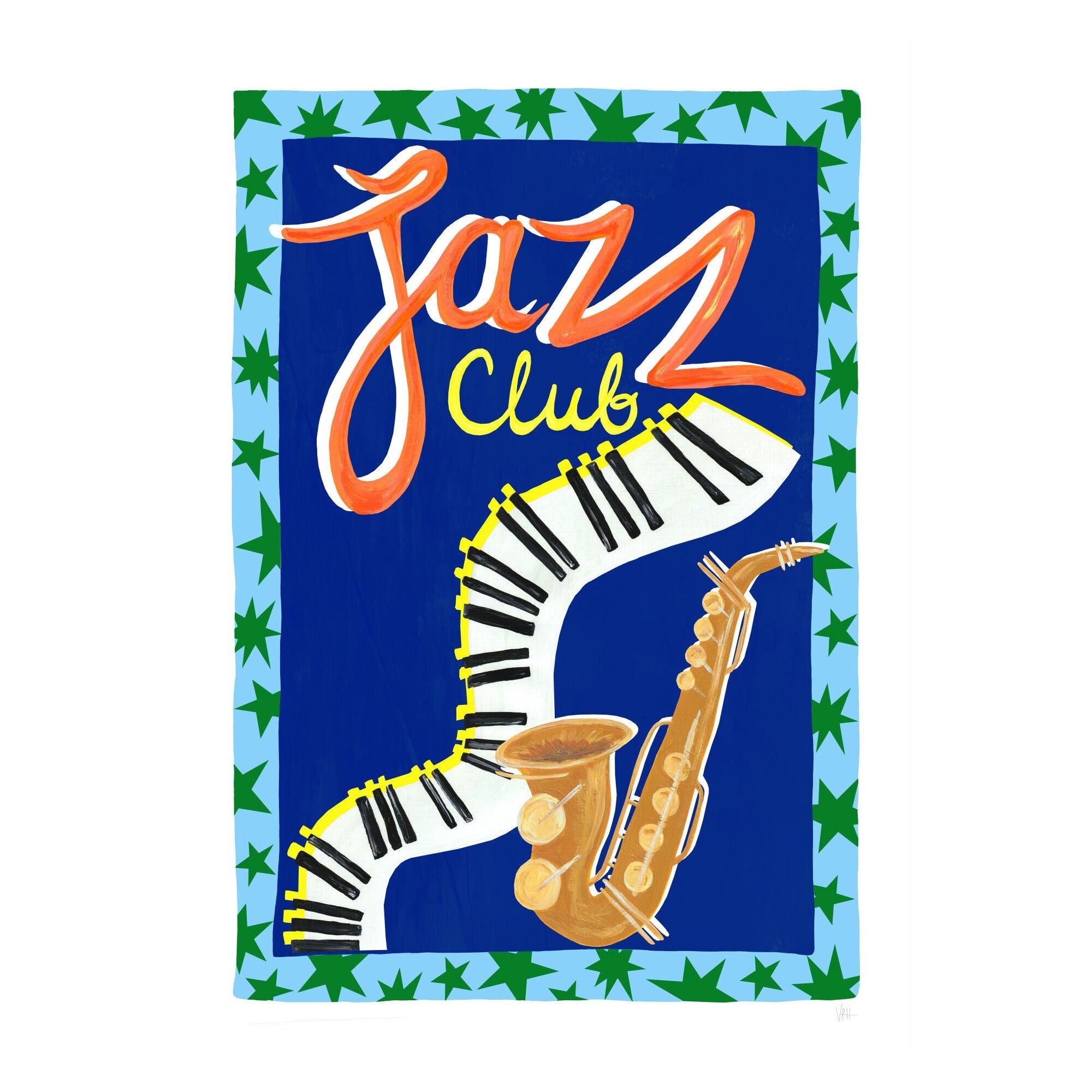 Violets Print House - Jazz Club Blue And Orange Music Print