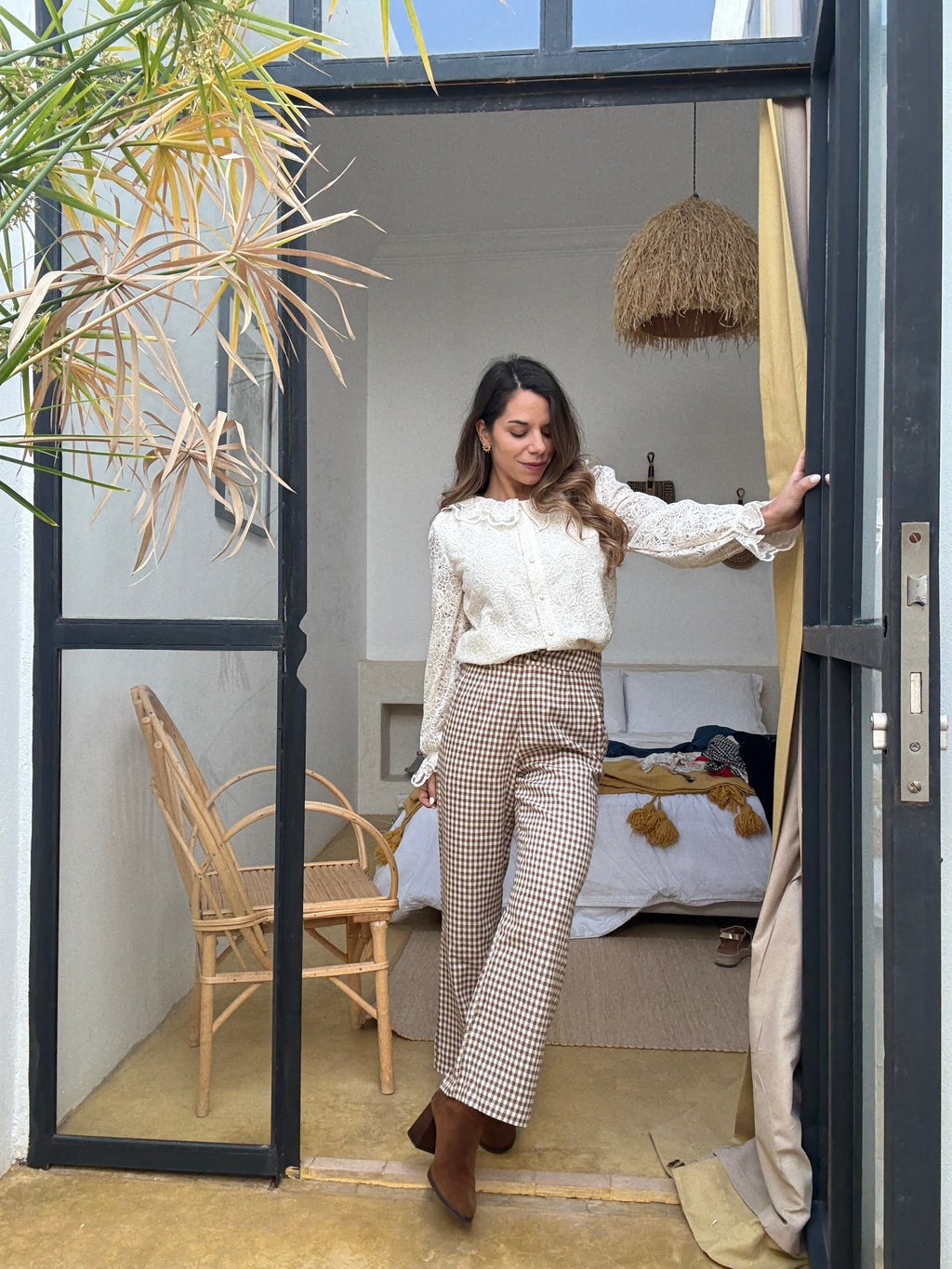 Pantalon Vichy Camel