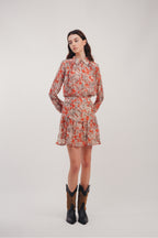 The Rita Black Flower Red Mini Skirt