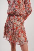 The Rita Black Flower Red Mini Skirt
