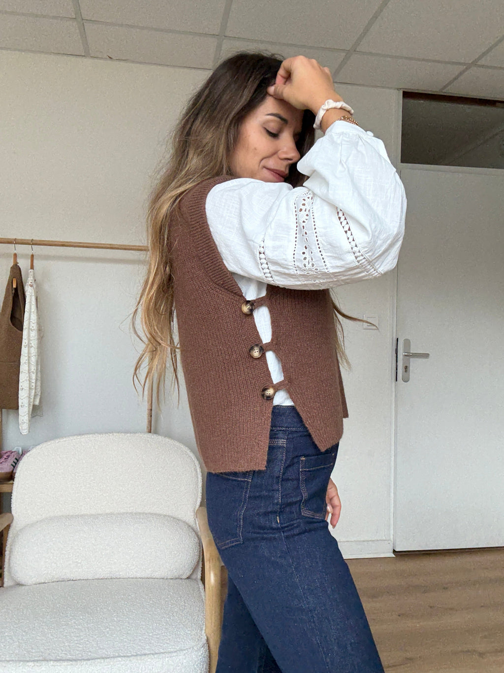 Brown Isaure Sleeveless Jumper