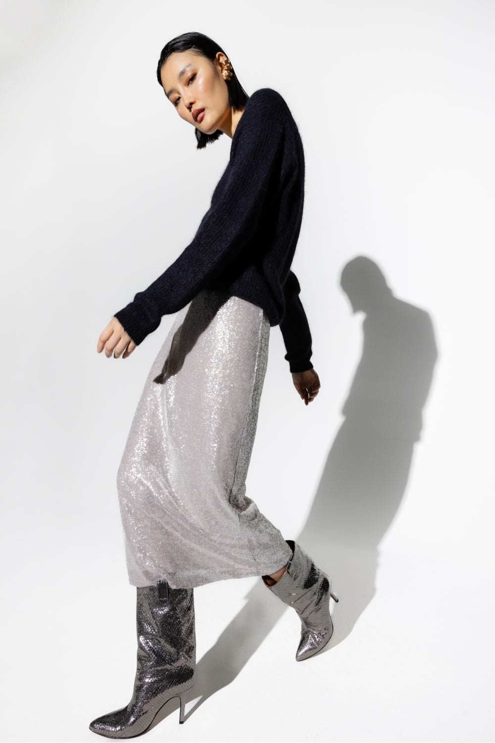 The Henriette Gray Sequin Skirt