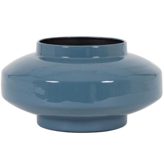 Mourex Blue Flat Metal Vase