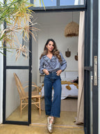Stella navy blue gingham blouse