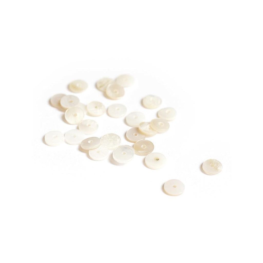 20 Perles Intercalaires Rondelles Heishi En Nacre Véritable - 6 Mm