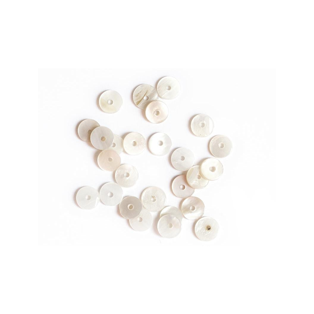20 Perles Intercalaires Rondelles Heishi En Nacre Véritable - 6 Mm