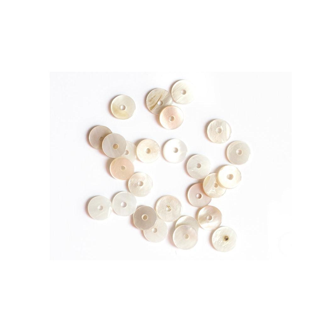 20 Perles Intercalaires Rondelles Heishi En Nacre Véritable - 6 Mm