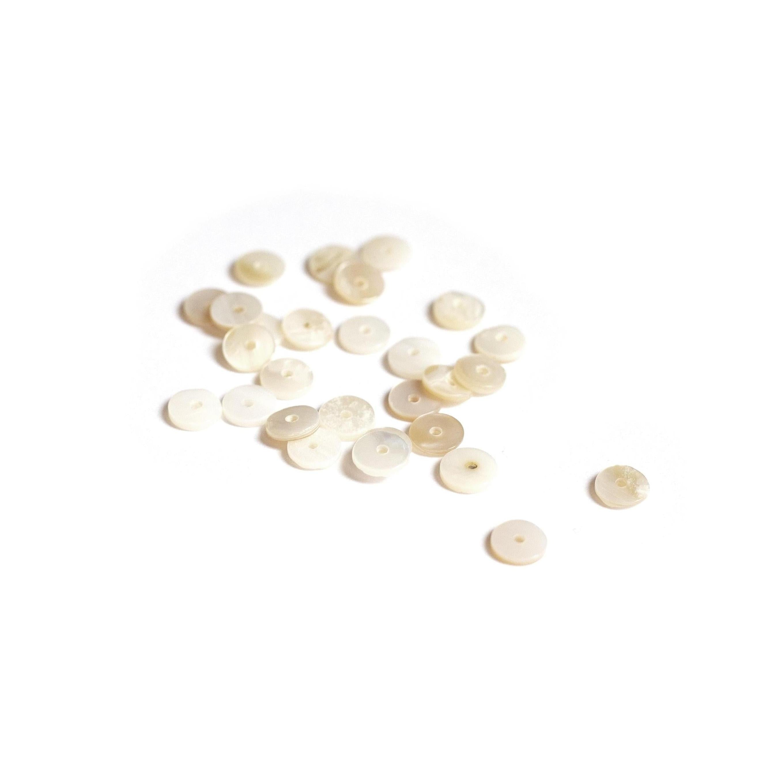 20 Perles Intercalaires Rondelles Heishi En Nacre Véritable - 6 Mm