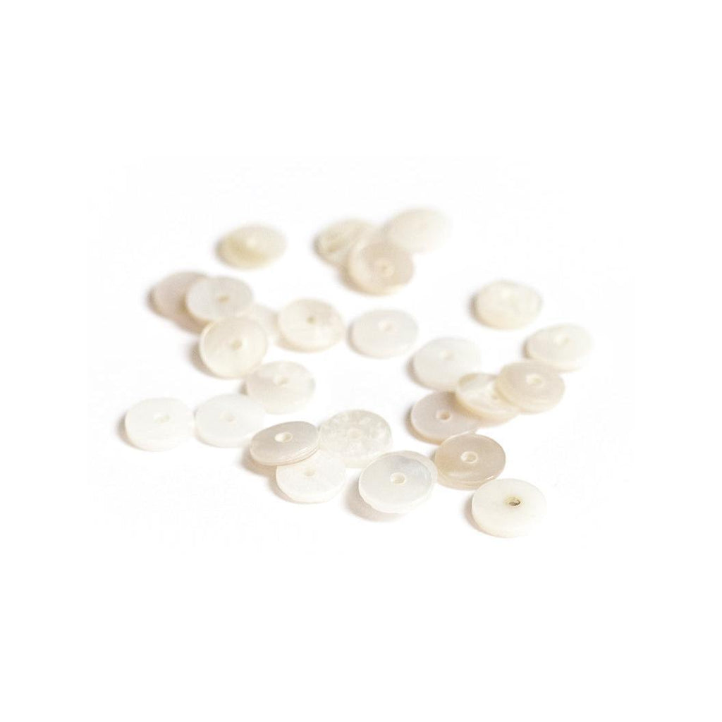 20 Perles Intercalaires Rondelles Heishi En Nacre Véritable - 6 Mm