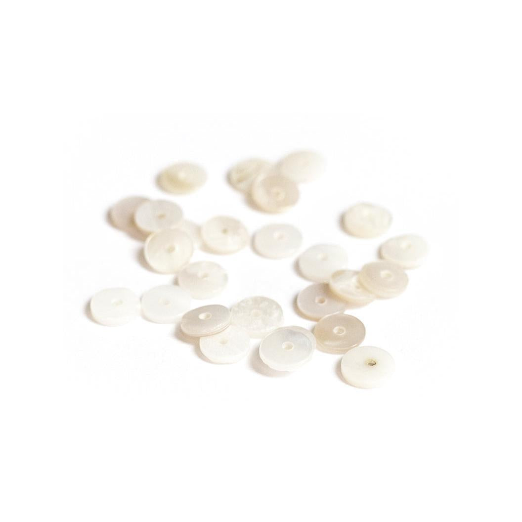 20 Perles Intercalaires Rondelles Heishi En Nacre Véritable - 6 Mm