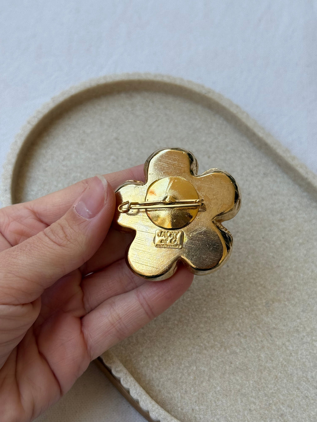 Jacky De G Vintage Brooch - Multicolour Clover Rhinestone