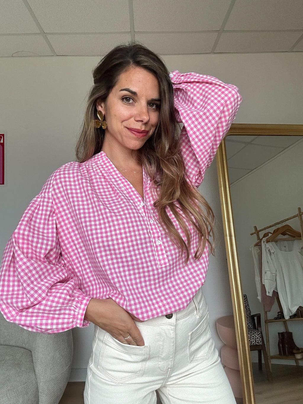 Blusa a cuadros rosa Clothilde
