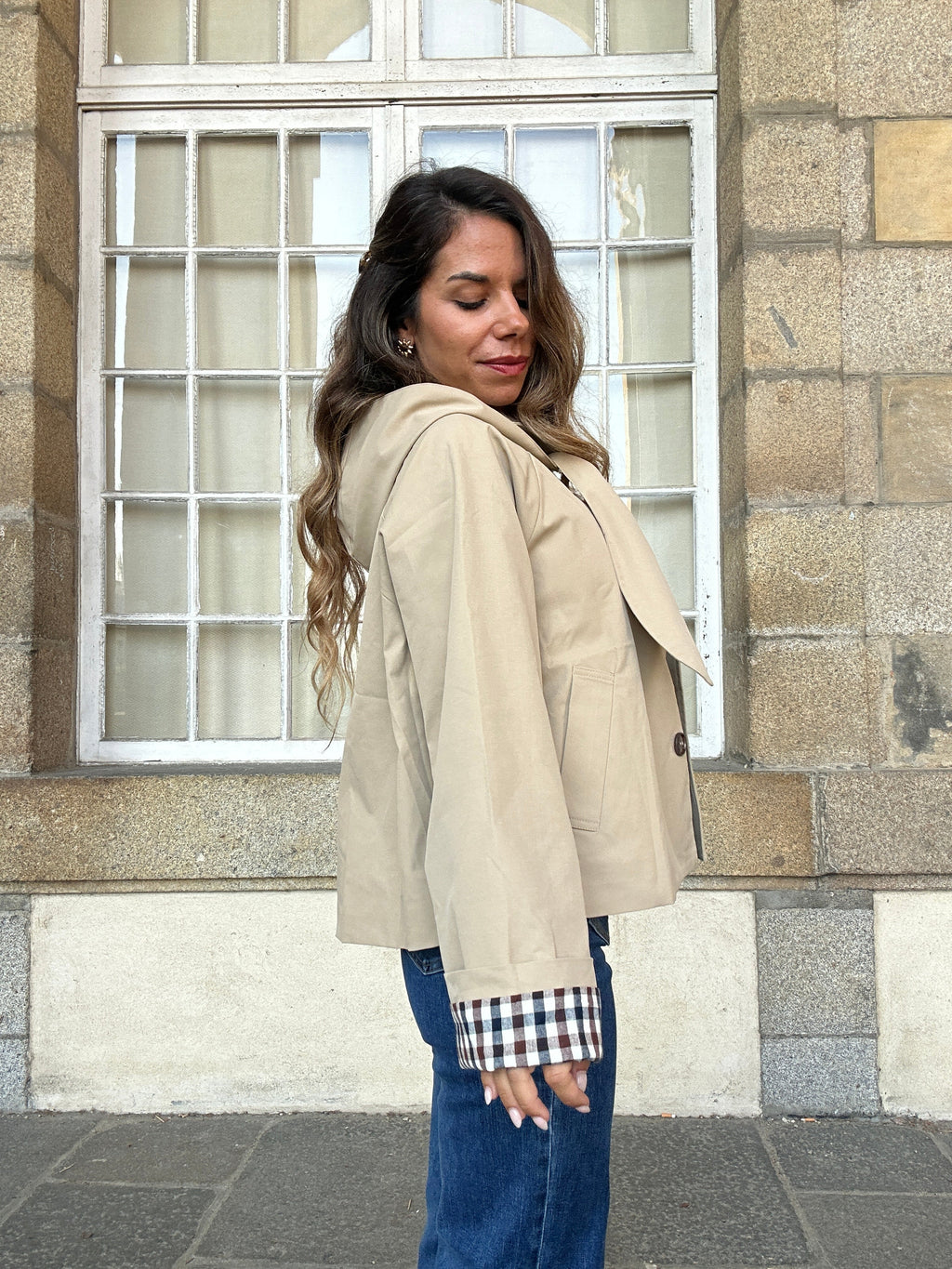 Veste À Capuche Amovible Garance Beige
