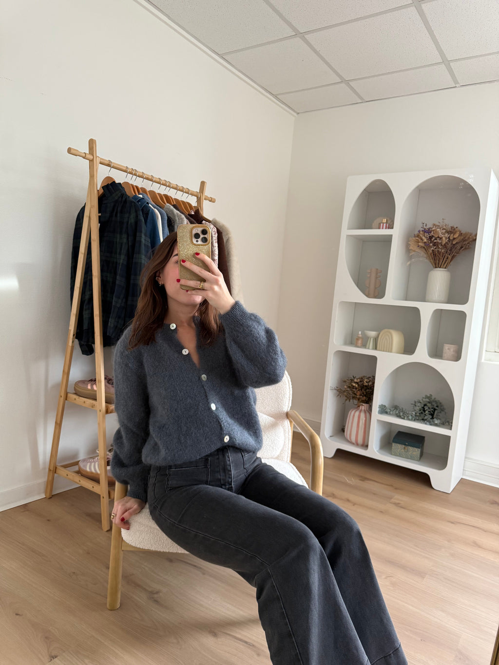 Maille En Laine Bianca Gris Foncé