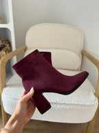 Mia burgundy faux suede ankle boots
