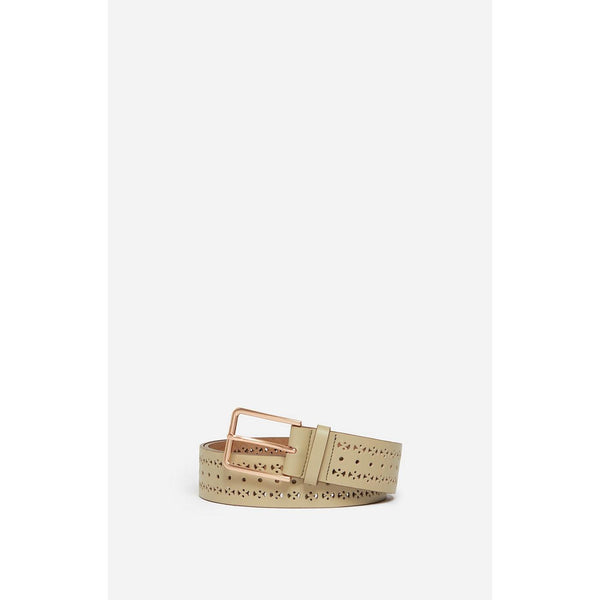 40mm Cut-Out Smooth Leather Belt - Olive