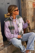 Léa Lilac Checked Sleeveless Jacket