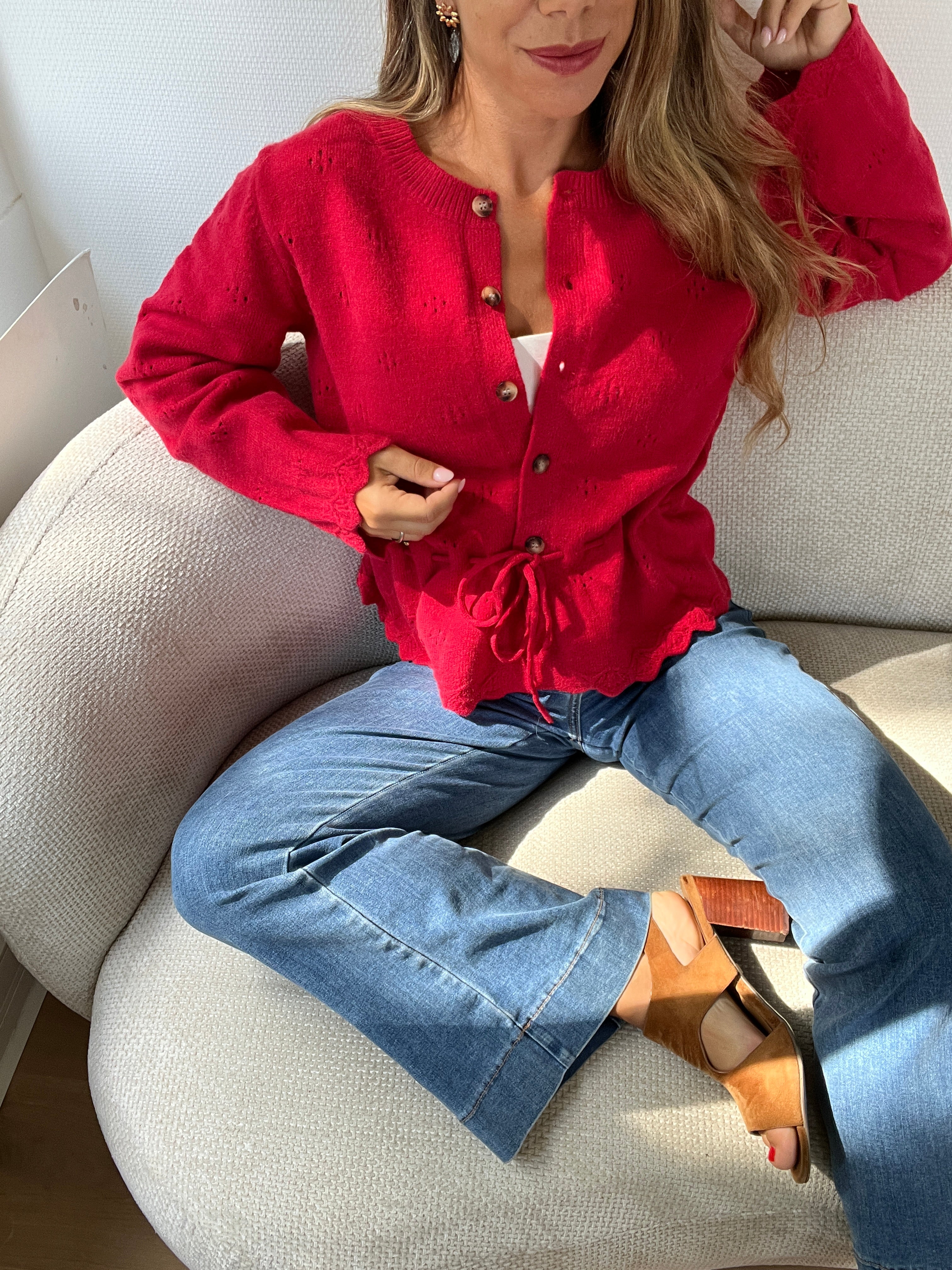 Nora red cardigan