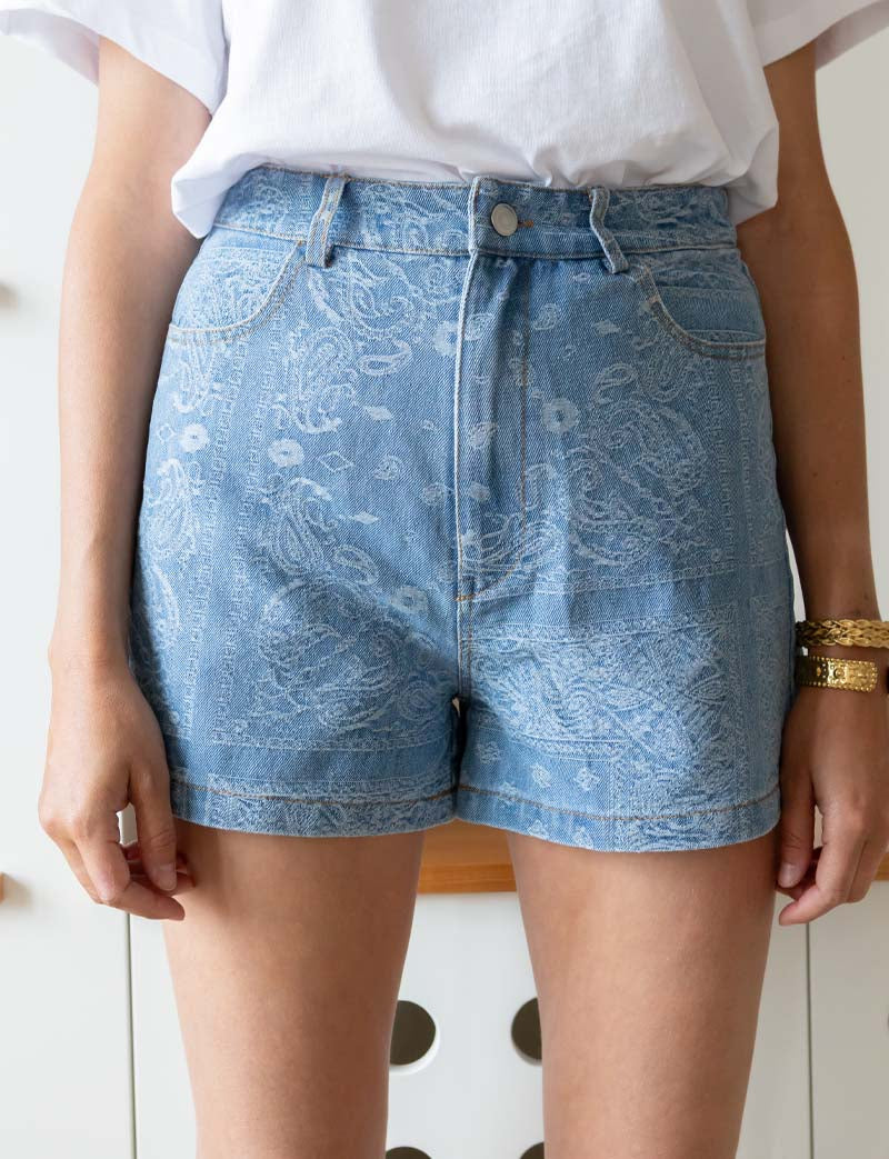 Blaue Bandana-Shorts Vasil