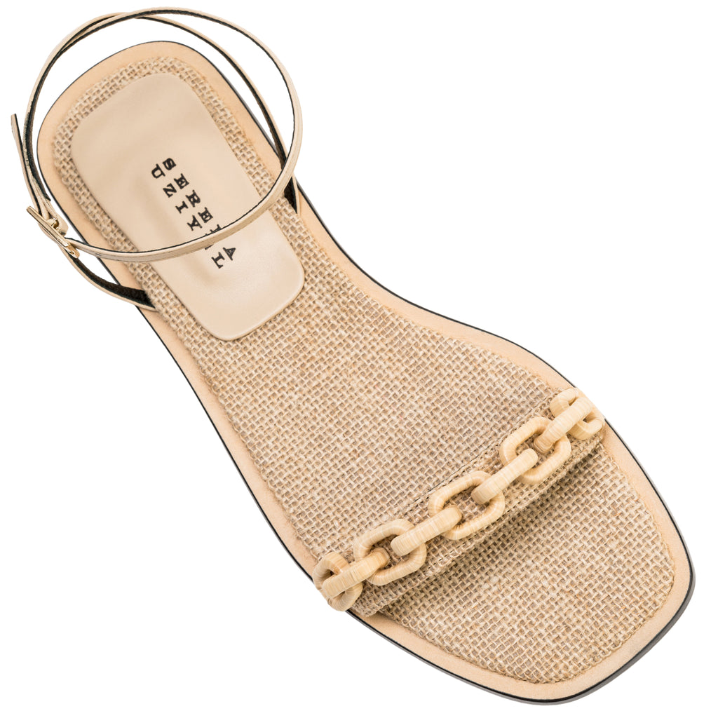 Catena Notte Natural Flat Ankle Cross Sandal