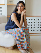 Gonna A Righe Blu Navy & Fragole Yvelle
