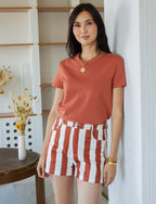 Terrakottarandiga shorts Kevy