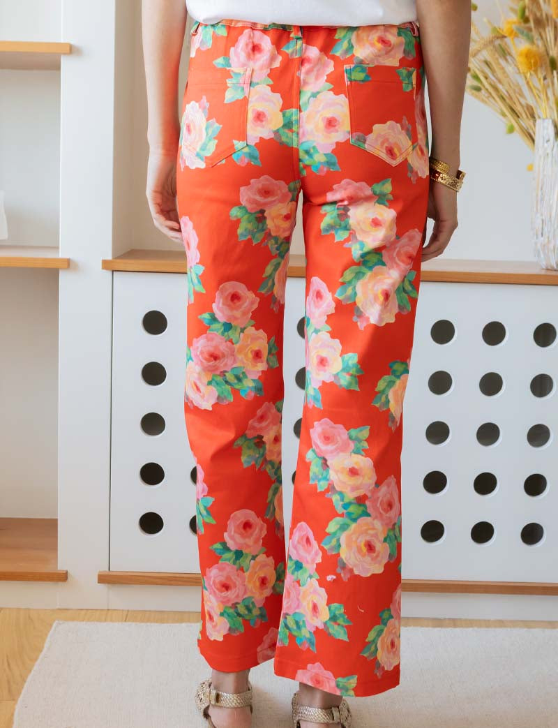 Röda Blommiga Jeans Jony