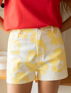 Kevy White & Yellow Floral Shorts