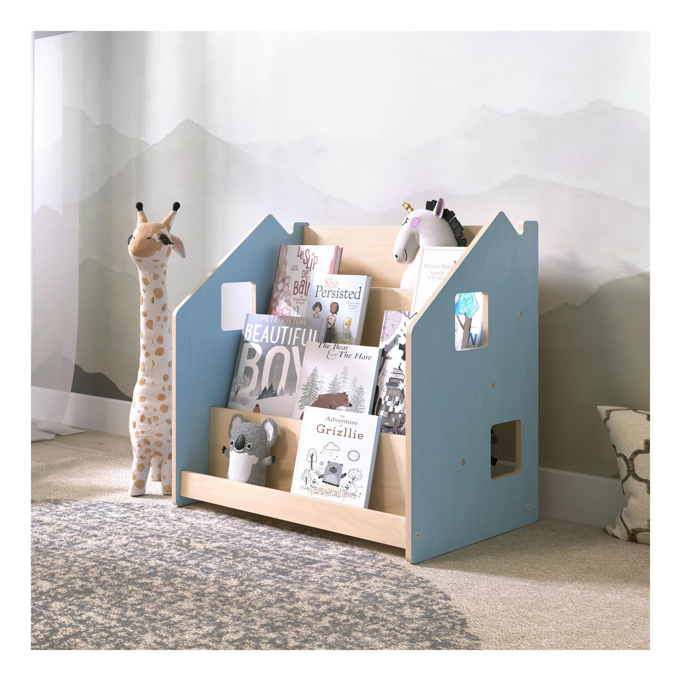 Bibliothèque Enfant – Bleu Clair & Rose