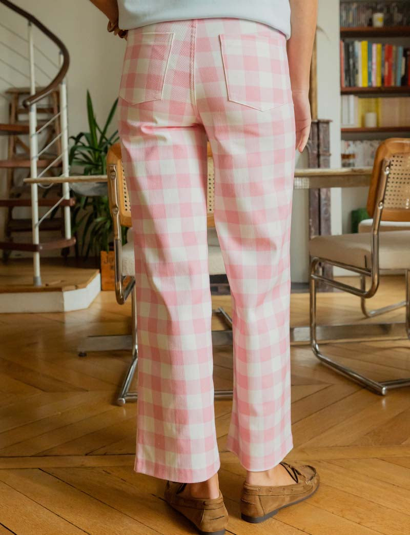 Rosa ginghammönstrade jeans Roby