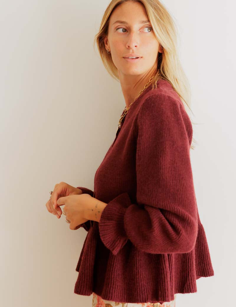 Bordeauxrød Cardigan Edwin