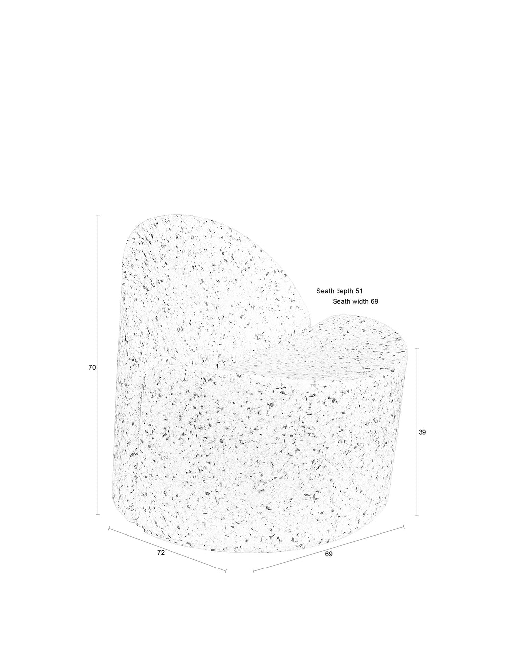 Bloom - Fauteuil lounge - Ecopixel - Blanc-Terrazzo