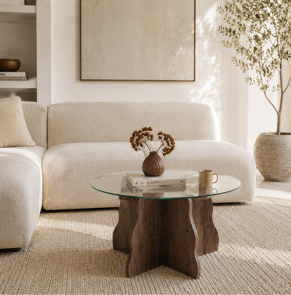 Table Basse Butterfly - Noyer / Transparent