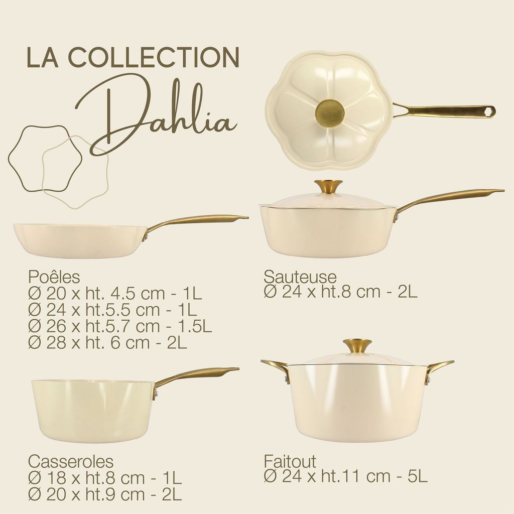 Dahlia - Poêle - Aluminium Recyclé - 20 Cm - Beige