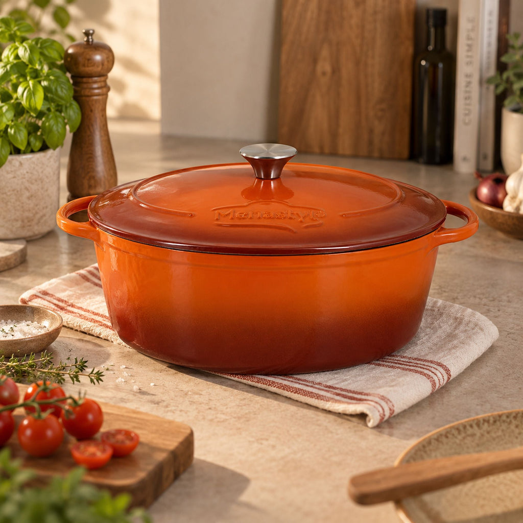 Montagne - Cocotte Ovale - Fonte Émaillée - 4 Litres - Brique