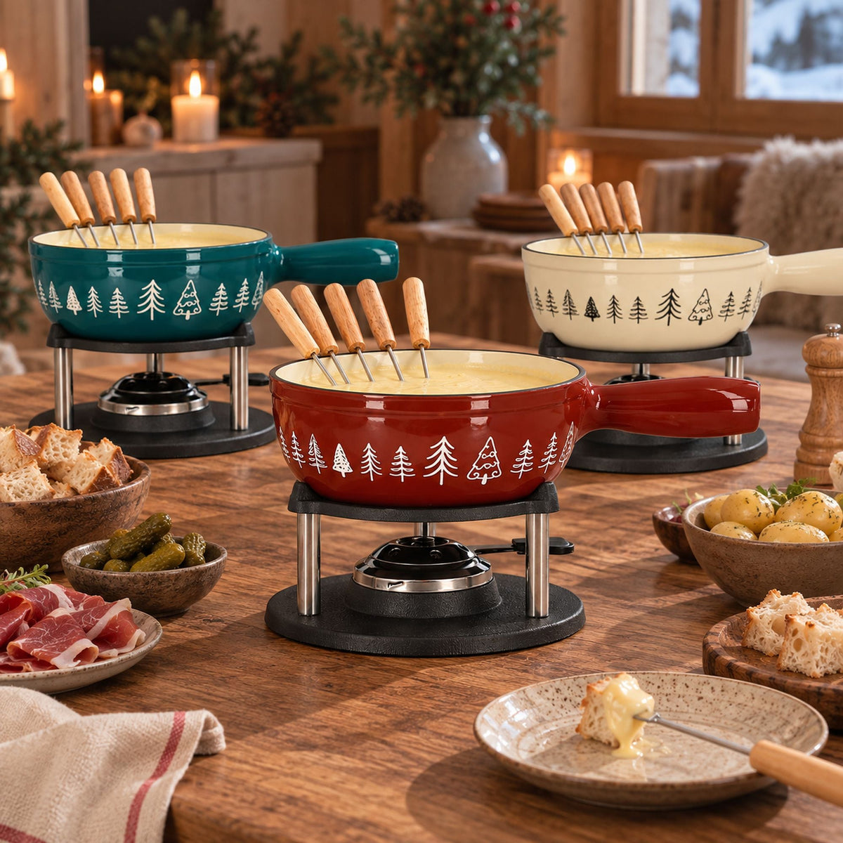 Montagne - Fondue Avec 6 Fourchettes - Fonte - 1.9L